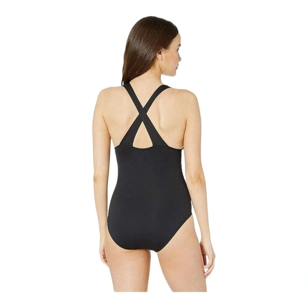Michael Kors High Neck Shirred One-Piece Swimsuit in Black NWT